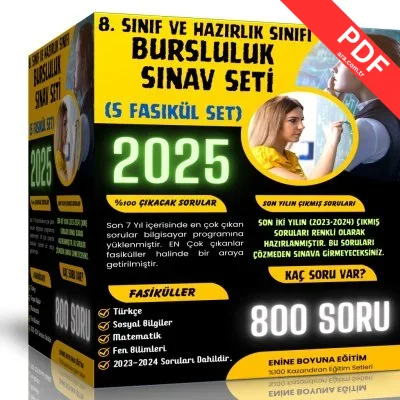 2025 8. Sınıf ve Hazırlık Sınıfı Bursluluk Sınav Seti  6 Fasikül Kitap