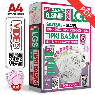 2025 8.Sınıf LGS Tıpkı Basım Çıkmış Soru 6lı Deneme Paketi Türkiye Geneli Video ve Dijital Çözümlü