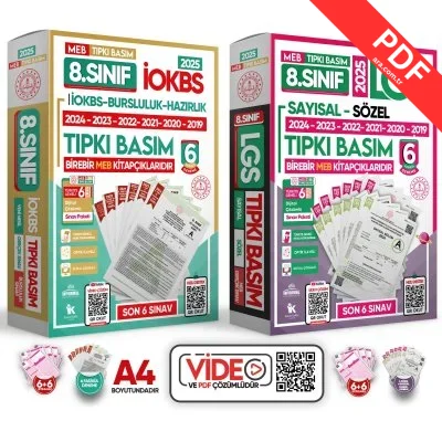 2025 8.Sınıf MEB LGS-İOKBS(BURSLULUK) Çıkmış Soru Tıpkı Basım 12li Deneme Paketi TG Video Çözümlü