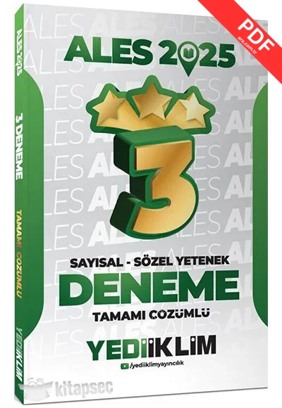 2025 ALES Sayısal Sözel Yetenek Tamamı Çözümlü Son 6 Sınav Çıkmış Sorular (28.07.2024 Tarihli ALES-2 EKLİ) Yediiklim Yayınları