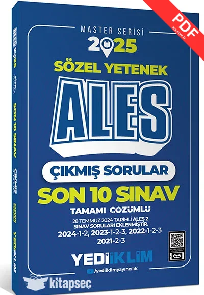 2025 ALES Sözel Yetenek Son 10 Sınav Tamamı Çözümlü Çıkmış Sorular(28 Temmuz 2024/Ales-2 Ekli) Yediiklim Yayınları