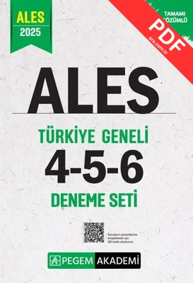 2025 ALES Tamamı Çözümlü Türkiye Geneli 4 - 5 - 6 (3'lü Deneme Seti)