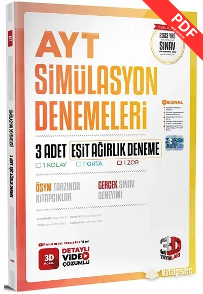 2025 AYT Eşit Ağırlık 3 lü Simülasyon Deneme 3D Yayınları
