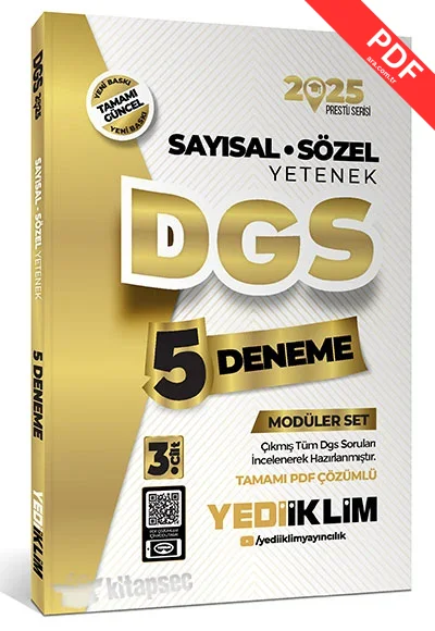 2025 DGS Modüler Set(Sayısal Bölüm-Sözel Bölüm-Deneme) Yediiklim Yayınları