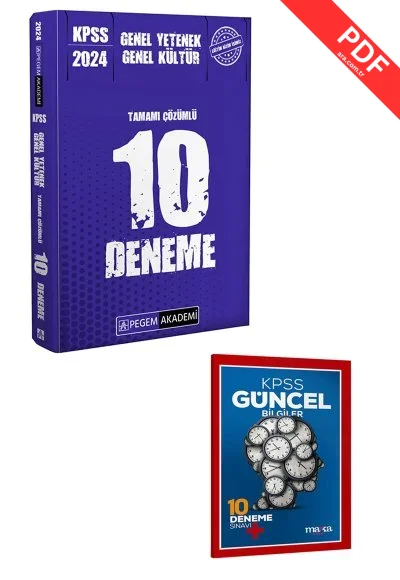 2025 KPSS GYGK Tamamı Çözümlü 10 Deneme Pegem Akademi + 2024 KPSS En Güncel Bilgiler Marka Yayınları