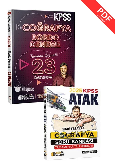 2025 KPSS Haritalarla Atak Coğrafya Soru Bankası ve Bordo 23 Deneme Seti Eğit Akademi