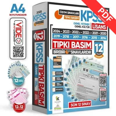 2025 KPSS Lisans ÖSYM Çıkmış Soru Tıpkı Basım 12li Deneme Paketi Video Çözümlü Türkiye Geneli