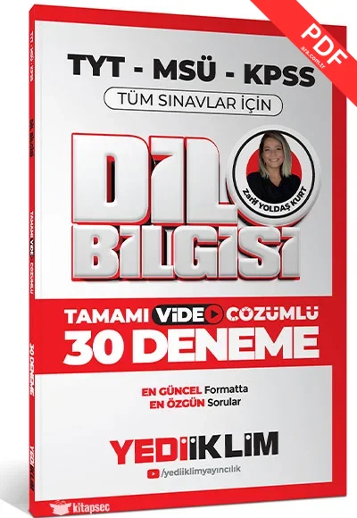 2025 KPSS MSÜ TYT Dil Bilgisi Tamamı Video Çözümlü Tüm Sınavlar için 30 Deneme Yediiklim Yayınları