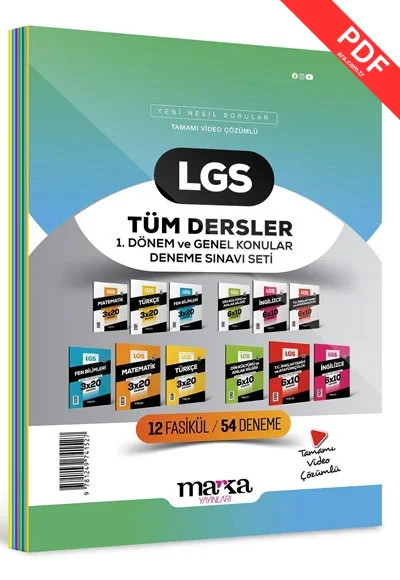 2025 LGS 1. Dönem ve Genel Konular Tüm Dersler Deneme Sınavı Seti 12 Fasikül 54 Deneme Marka Yayınları