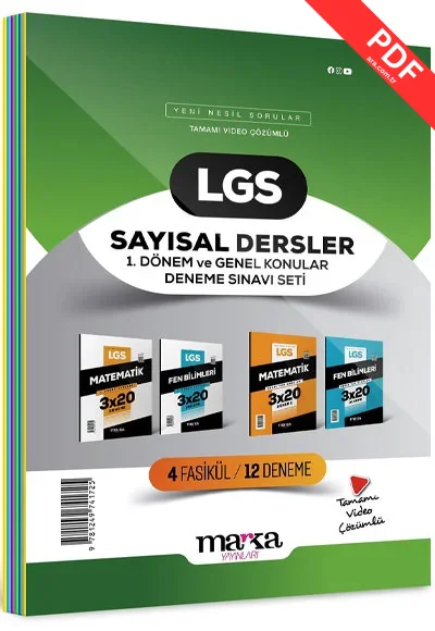 2025 LGS Sayısal Dersler 1. Dönem ve Genel Konular Deneme Sınavı Seti 4 Fasikül 12 Deneme Marka Yayınları