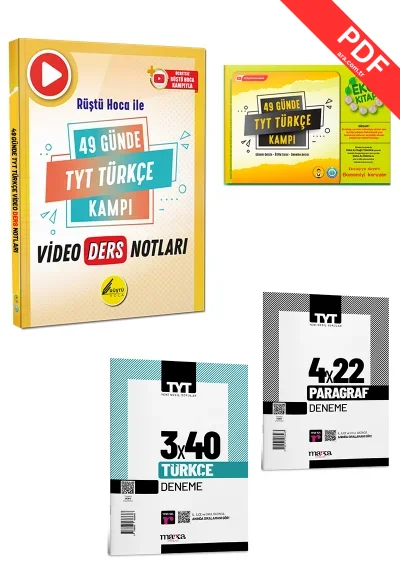 2025 Model 49 Günde TYT Türkçe Kampı Video Ders Notları + Eko Türkçe Soru Bankası Tonguç Yayınları