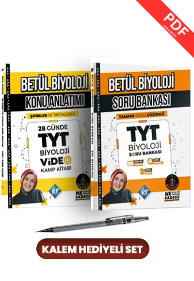2025  TYT Biyoloji Soru Bankası ve TYT Biyoloji Konu Anlatımı 28 Günde Video Kamp Kitabı Kalem Hediyeli Set