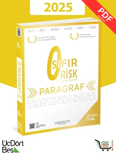 2025 TYT Paragraf Sıfır Risk Soru Bankası Video Çözümlü Üç Dört Beş Yayınları