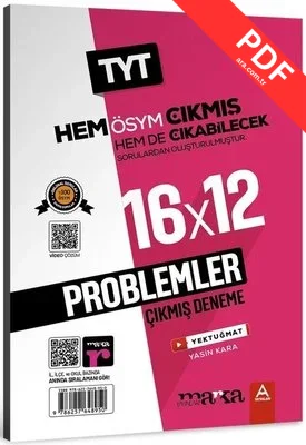 2025 TYT Problemler ÖSYM Çıkmış ve Çıkabilecek Sorulardan Oluşturulmuş 16 Deneme Sınavı Tamamı Video Çözümlü PDF indir