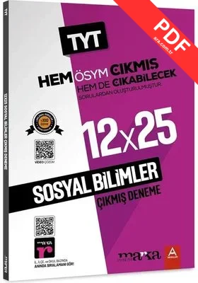 2025 TYT Sosyal Bilimler ÖSYM Çıkmış ve Çıkabilecek Sorulardan Oluşturulmuş 12 Deneme Sınavı Tamamı Video Çözümlü PDF indir