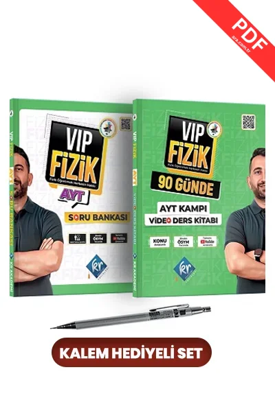 2025 Vip Fizik 90 Günde AYT Kampı Video Ders Kitabı - VİP Fizik AYT Soru Bankası Kalem Hediyeli Set