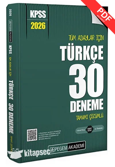 2026 KPSS Tüm Adaylar İçin Türkçe 30 Deneme Tamamı Çözümlü Pegem Yayınları