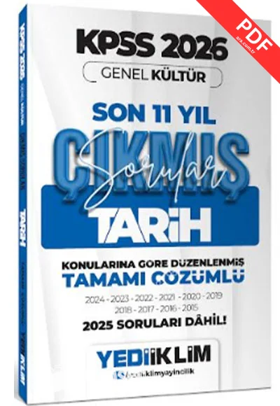 2026 KPSS Genel Kültür Tarih Konularına Göre Tamamı Çözümlü Son 11 Yıl Çıkmış Sorular Yediiklim Yayınları