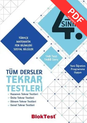 4.Sınıf Tüm Dersler Tekrar Testleri PDF indir