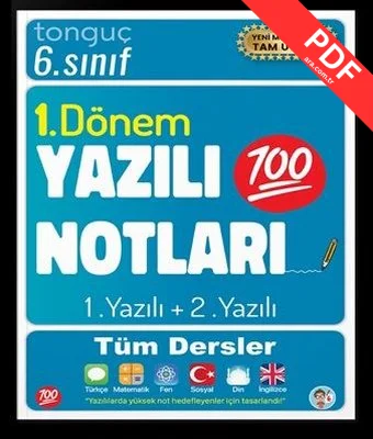6. Sınıf 1. Dönem Yazılı Notları - 1 ve 2. Yazılı Tüm Dersler PDF indir