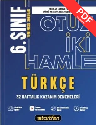 6. Sınıf Türkçe 32 Hamle Haftalık Kazanım Denemeleri PDF indir
