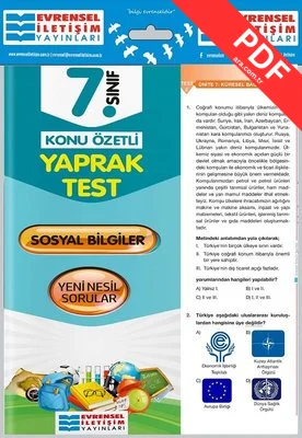 7.Sınıf Sosyal Bilgiler Konu Özetli Yaprak Test