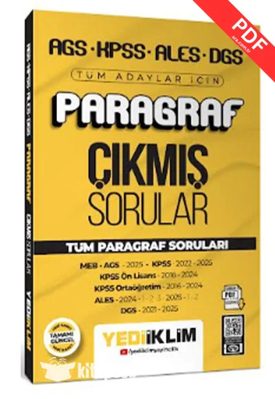 AGS KPSS ALES DGS Tüm Adaylar İçin Paragraf Tamamı PDF Çözümlü Tüm Paragraf Soruları Çıkmış Sorular Yediiklim Yayınları