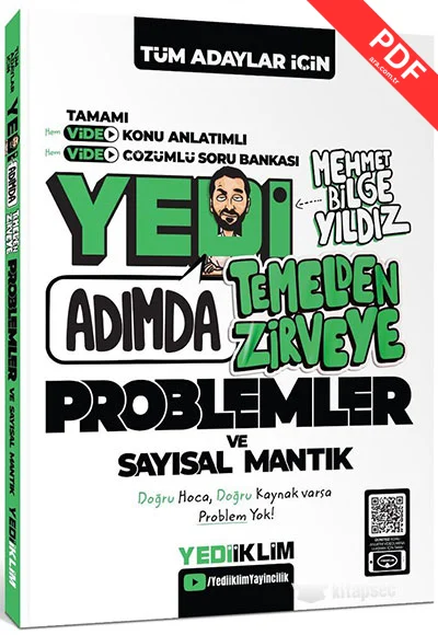 KPSS-ALES-DGS Yedi Adımda Temelden Zirveye Problemler ve Sayısal Mantık Video Konu Anlatımlı Video Çözümlü Soru Bankası Yediiklim Yayınları